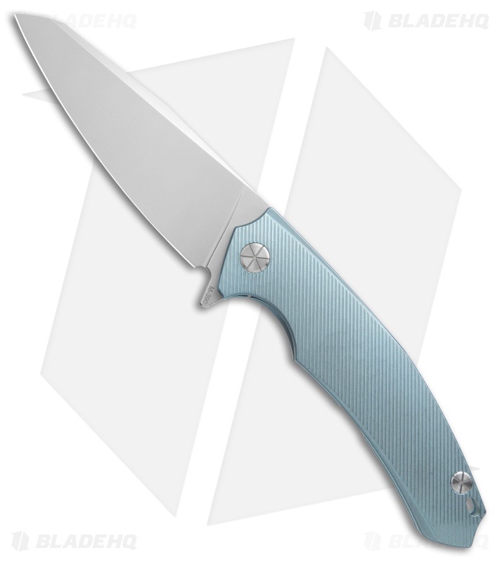 Andrei  Sander Provocator Flipper Frame Lock Knife Fluted Blue Ti (4" Satin)