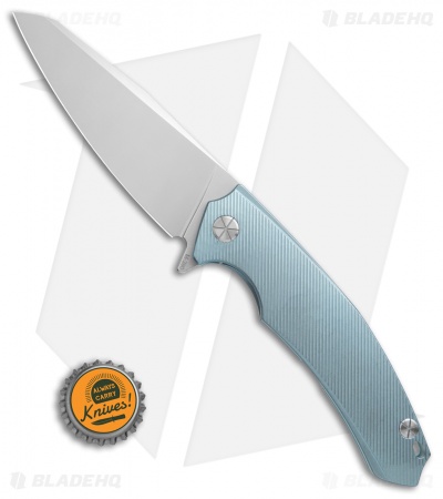 Andrei  Sander Provocator Flipper Frame Lock Knife Fluted Blue Ti (4" Satin)