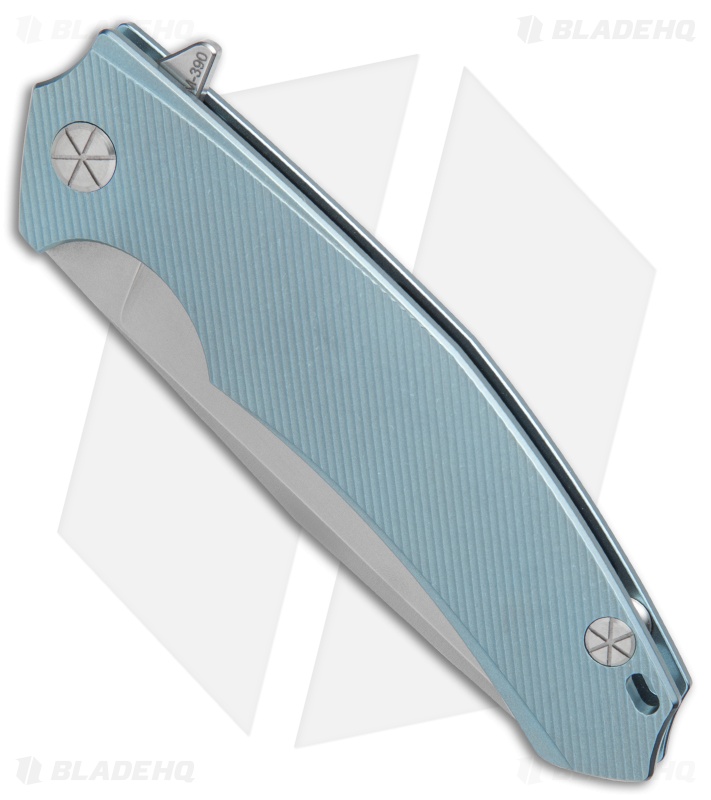 Andrei  Sander Provocator Flipper Frame Lock Knife Fluted Blue Ti (4" Satin)