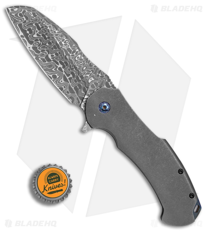 Rick Barrett Custom Wasteland Overlord Frame Lock Knife Ti (3.9" Damascus)