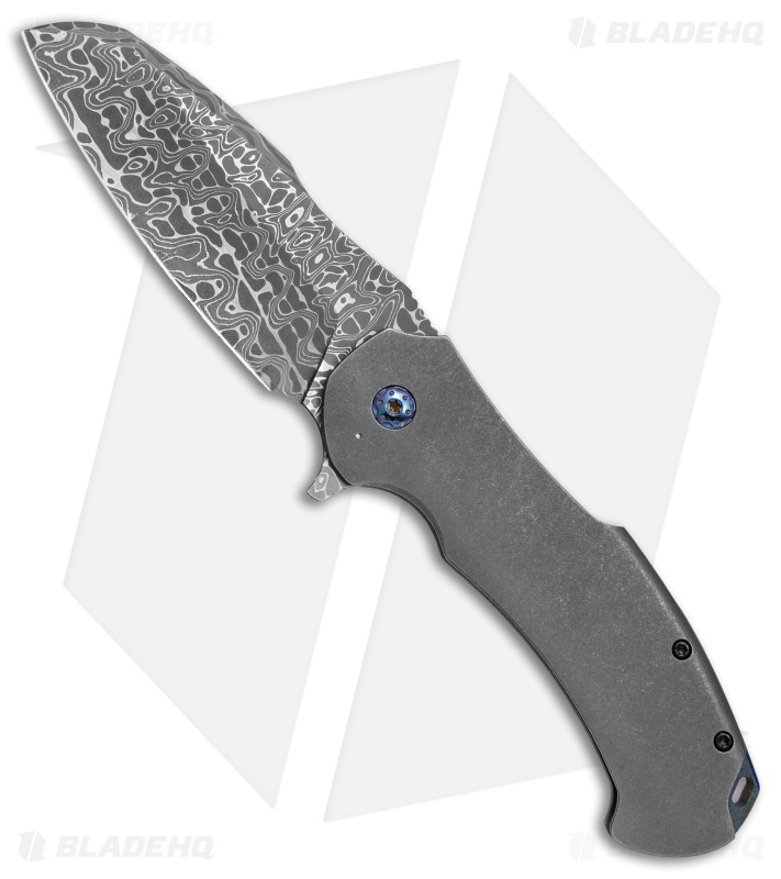 Rick Barrett Custom Wasteland Overlord Frame Lock Knife Ti (3.9" Damascus)