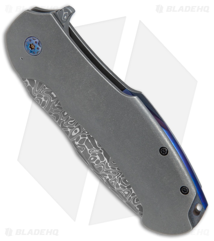 Rick Barrett Custom Wasteland Overlord Frame Lock Knife Ti (3.9" Damascus)
