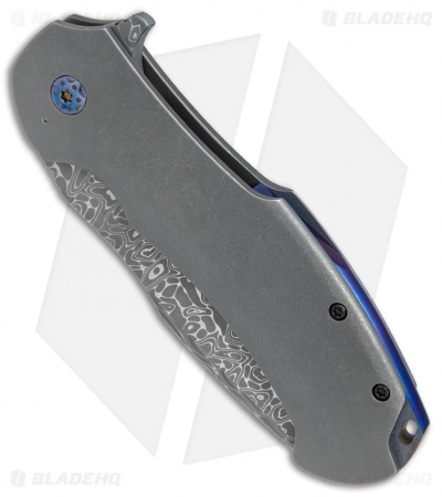 Rick Barrett Custom Wasteland Overlord Frame Lock Knife Ti (3.9" Damascus)