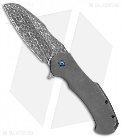 Rick Barrett Custom Wasteland Overlord Frame Lock Knife Ti (3.9" Damascus)