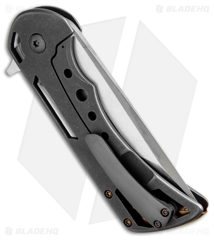 Barrett Custom Honor Tanto Frame Lock Knife Gray Titanium (3.5" Hamon)
