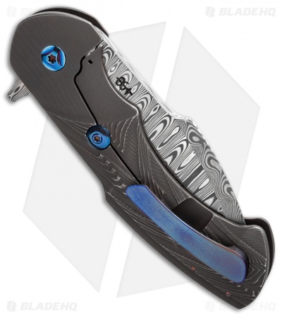 Rick Barrett Fallout Mid-Tech Flipper Knife Gray Titanium (3.5" Damascus)