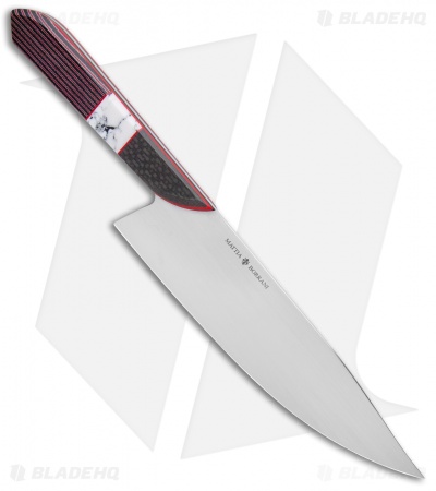 Mattia Borrani Bowie Chef Knife Black/Red G-Carta Recon Stone (8")