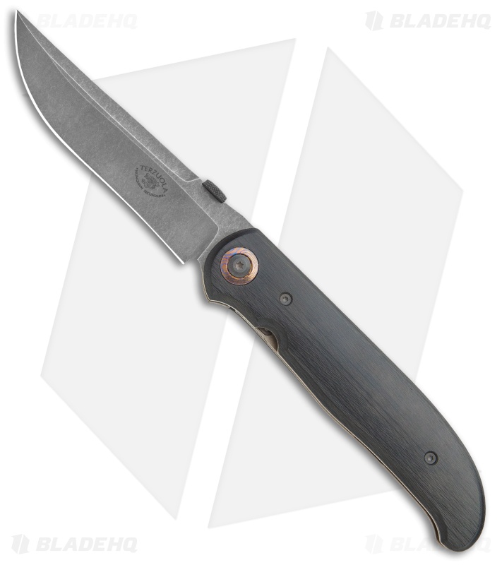 Bob Terzuola Custom ATCF Liner Lock Knife Carbon Fiber (4.125" Stonewash)