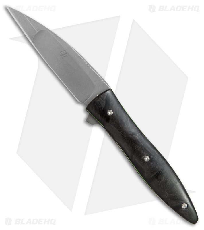Brad Zinker Custom Liner Lock Knife Marble Carbon Fiber (3.875" Stonewash)