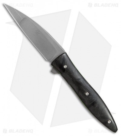 Brad Zinker Custom Liner Lock Knife Marble Carbon Fiber (3.875" Stonewash)