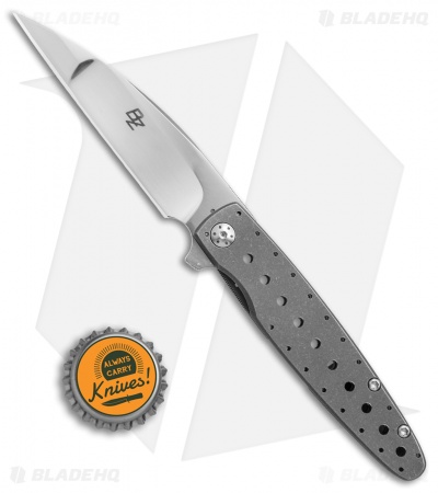 Brad Zinker Wharncliffe Flipper Knife Skeletonized Ti (3.25" Polish Duplex)