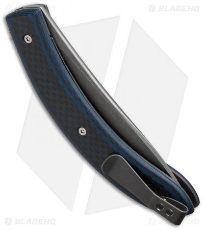 Brad Zinker Circle Liner Lock Flipper Knife Blue G-10/Carbon Fiber (3.75" Matte)
