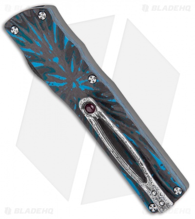 Brian Tighe Custom Small Twist Tighe Dagger OTF Blue Fat CF (2.75" Damasteel)