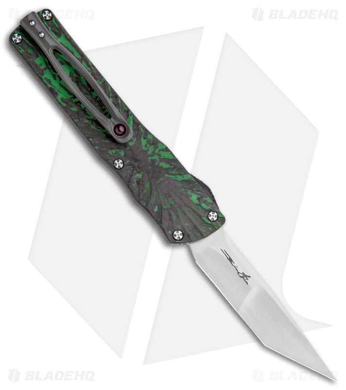 Brian Tighe Custom Small Twist Tighe Tanto OTF Green Fat CF (2.75" Satin)