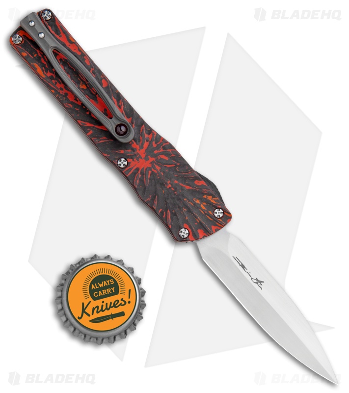 Brian Tighe Custom Small Twist Tighe Dagger OTF Red Fat CF (2.75" Satin)