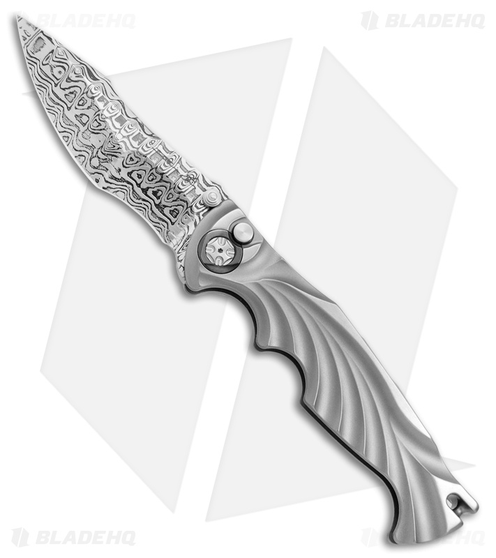 Brian Tighe Custom Tighe Breaker Recurve Automatic Knife BB Ti (4" Damasteel)