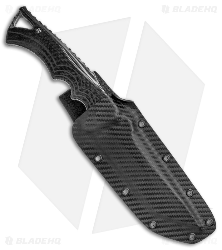Brian Tighe Custom Tighe Breaker Tanto Fixed Blade Carbon Fiber (5" Damascus)