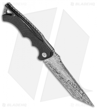 Brian Tighe Custom Tighe Breaker Tanto Fixed Blade Carbon Fiber (5" Damascus)