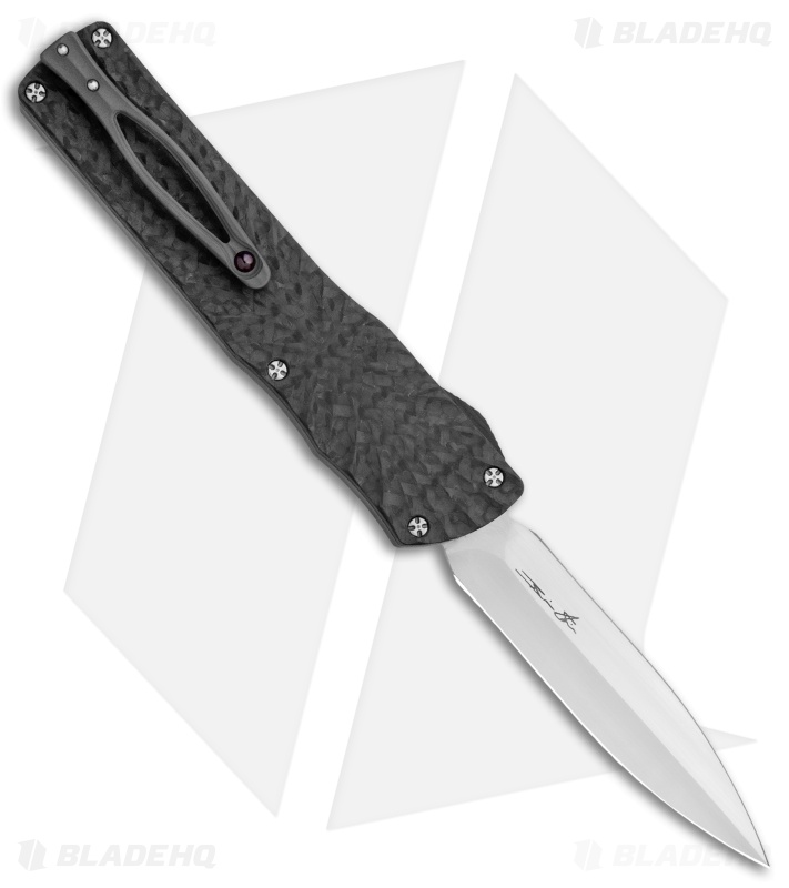 Brian Tighe Custom Twist Tighe Dagger D/A OTF Knife Carbon Fiber (3.75 Satin)