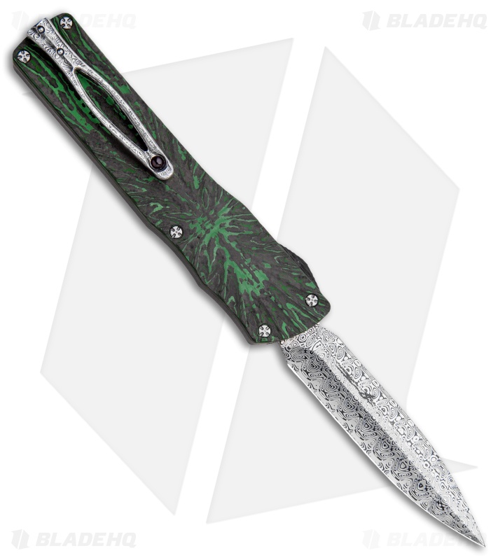 Brian Tighe Custom Twist Tighe Dagger OTF Green Fat CF (3.75" Damasteel)