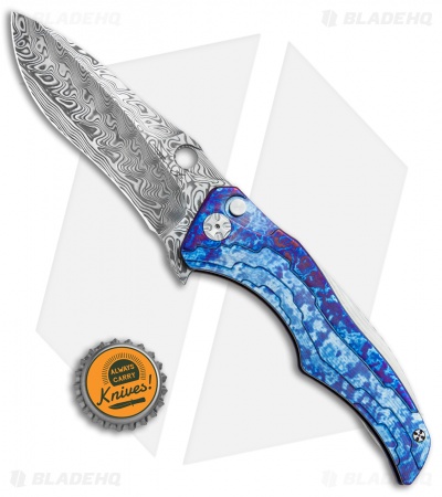 Brian Tighe Custom Zip Tighe Button Lock Knife Timascus (3.75" Damasteel) 