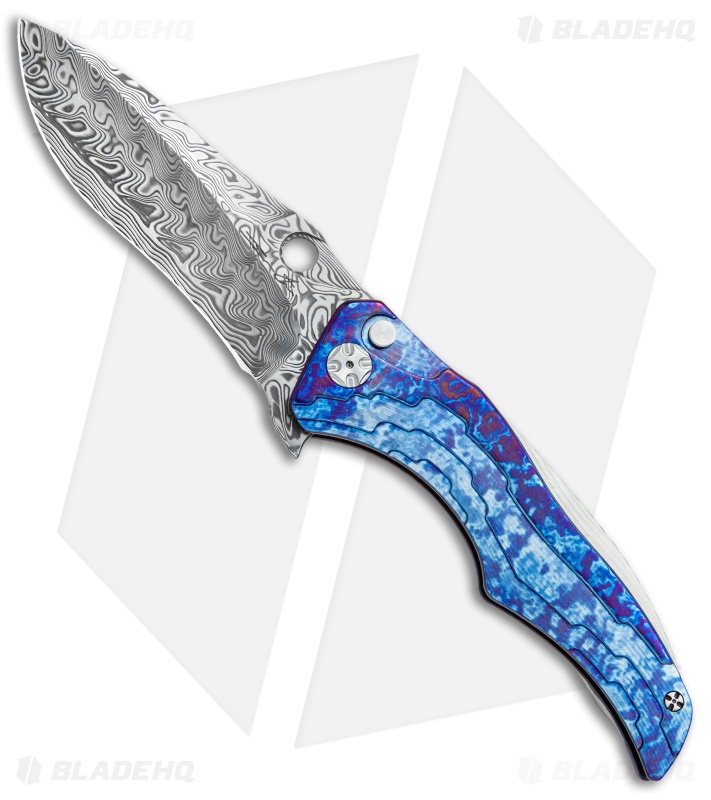 Brian Tighe Custom Zip Tighe Button Lock Knife Timascus (3.75" Damasteel) 