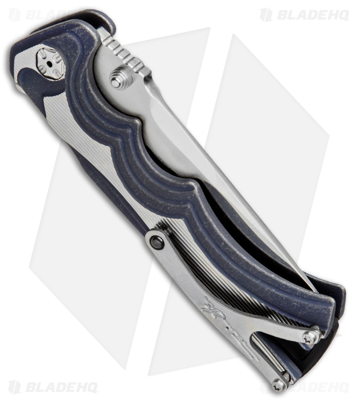 Brian Tighe Custom Tighe Fighter Knife Blue Tumbled Ti (3.75" Polish S90V Core)