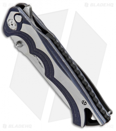 Brian Tighe Custom Tighe Fighter Knife Blue Tumbled Ti (3.75" Polish S90V Core)