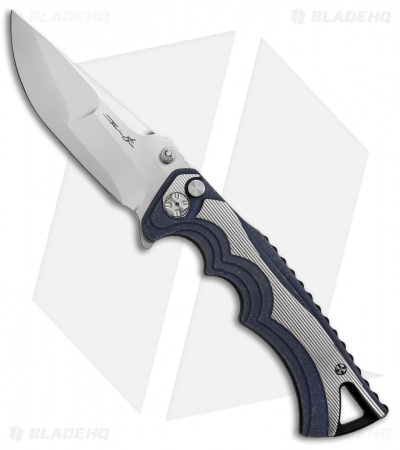 Brian Tighe Custom Tighe Fighter Knife Blue Tumbled Ti (3.75" Polish S90V Core)