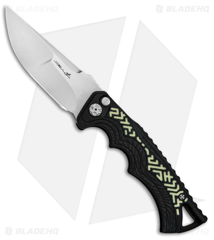 Brian Tighe Custom Tighe Fighter Drop Point Automatic Glow Pattern (3.9" Polish)