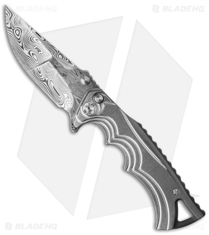 Brian Tighe Custom Tighe Fighter Knife Tumbled Titanium (3.5" Damasteel)