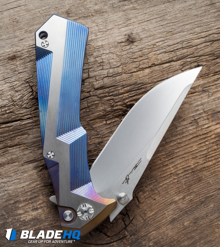 Brian Tighe Custom Tighe Tac Clip Point Knife Spectrum Titanium (4" Polish SW)