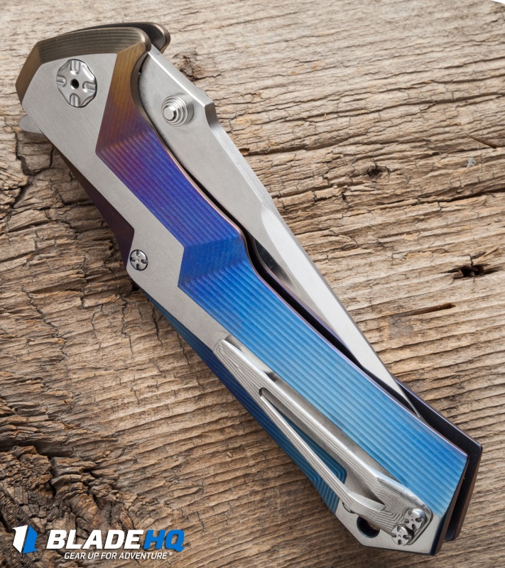 Brian Tighe Custom Tighe Tac Clip Point Knife Spectrum Titanium (4" Polish SW)