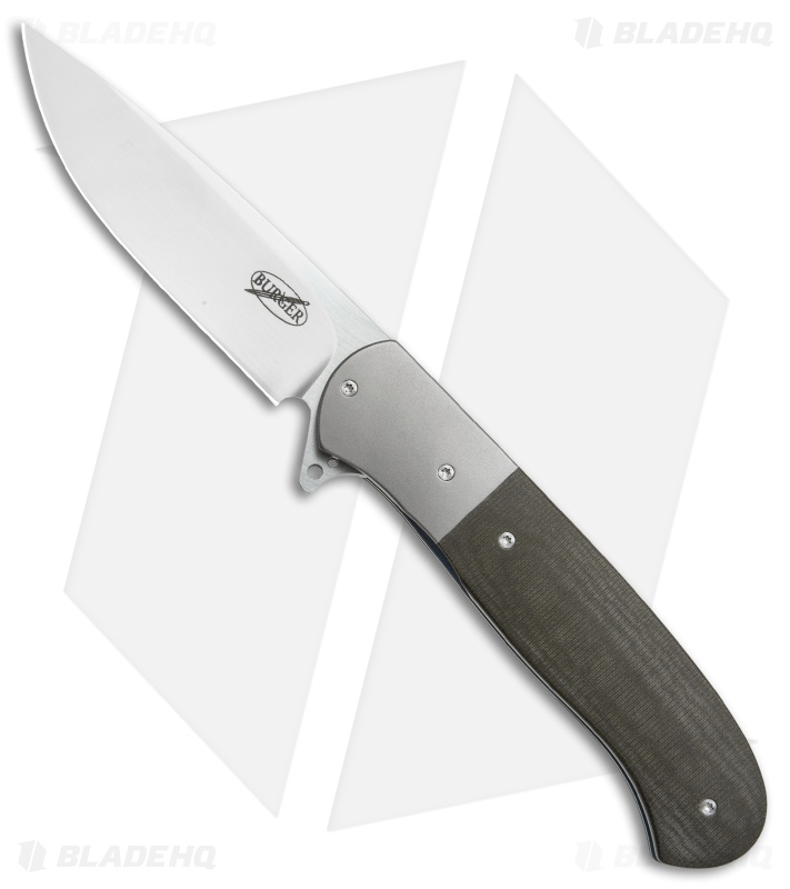 Burger Knives Custom Atlas Liner Lock Knife Black Micarta/Ti (3.125" Hand Satin)