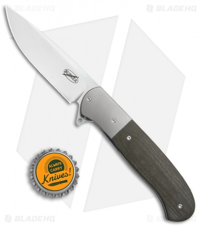 Burger Knives Custom Atlas Liner Lock Knife Black Micarta/Ti (3.125" Hand Satin)