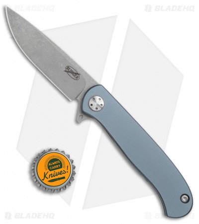 Burger Knives Custom Atlas Frame Lock Knife Blue Titanium (3.125" Acid Wash)