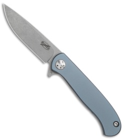 Burger Knives Custom Atlas Frame Lock Knife Blue Titanium (3.125" Acid Wash)