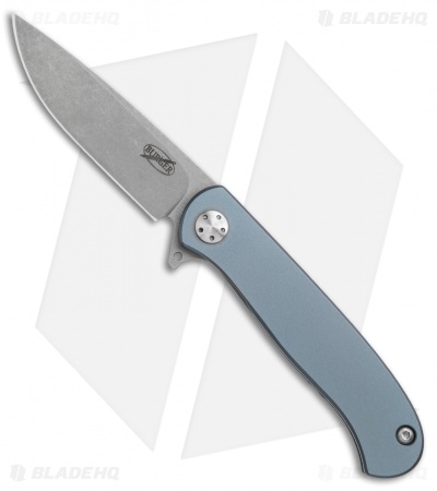 Burger Knives Custom Atlas Frame Lock Knife Blue Titanium (3.125" Acid Wash)