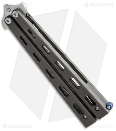 Burn Knives Model 3 Custom Balisong Knife Nuked Titanium (4.5" Polish)