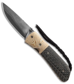 Burr Oak Knives C-MO Knife Mokume/LS Carbon Fiber (2.625"  San Mai Damascus)