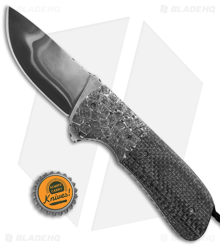 Burr Oak Knives Coffin Nail 3.0 Flipper Knife Zombie Mosaic/LSCF (3.6" San Mai)