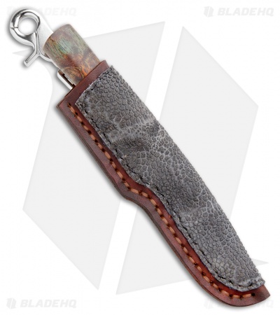 Burr Oak Drop Point Dangler Fixed Blade Knife Afzelia/Ebony (3.5" Damascus)