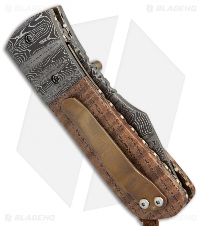 Burr Oak Knives Harpoon Mini Knife Curly Oak/Damascus (2.75" Damascus)