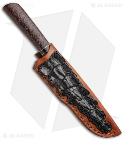 Burr Oak Knives Hunter Fixed Blade Knife Copper/Wenge (3.9" Damascus)
