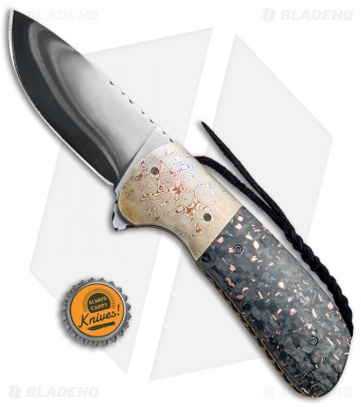 Burr Oak Knives Shard Flipper Dress Knife Shred CF/Mokume (3.6" San Mai)