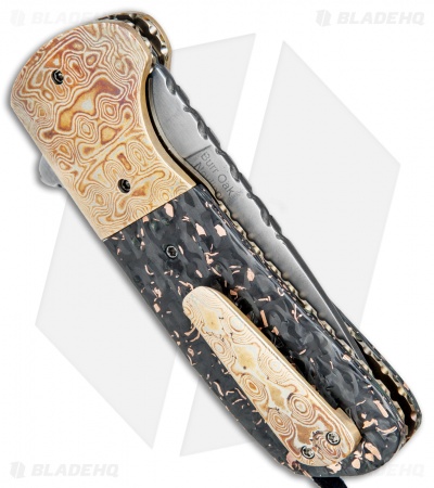 Burr Oak Knives Shard Flipper Dress Knife Shred CF/Mokume (3.6" San Mai)
