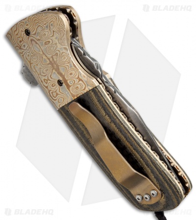 Burr Oak Knives Coffin Nail 2.0 Flipper Knife Mokume/Brass CF (3.5" San Mai)