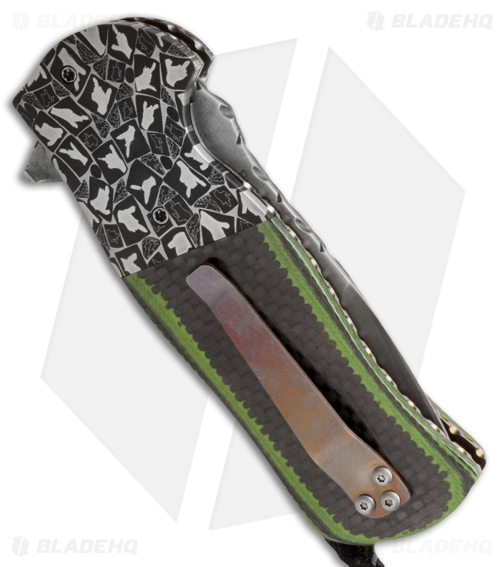 Burr Oak Knives Bull Pup Flipper Knife G-10/Carbon Fiber (3.5" San Mai)