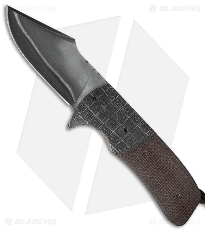 Burr Oak Knives Harpoon Flipper #1 Knife Micarta/Damascus (3.75" San Mai)