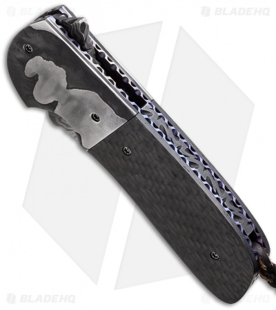 Burr Oak Knives Viper Flipper Knife Carbon Fiber (3.75" Damascus) #3